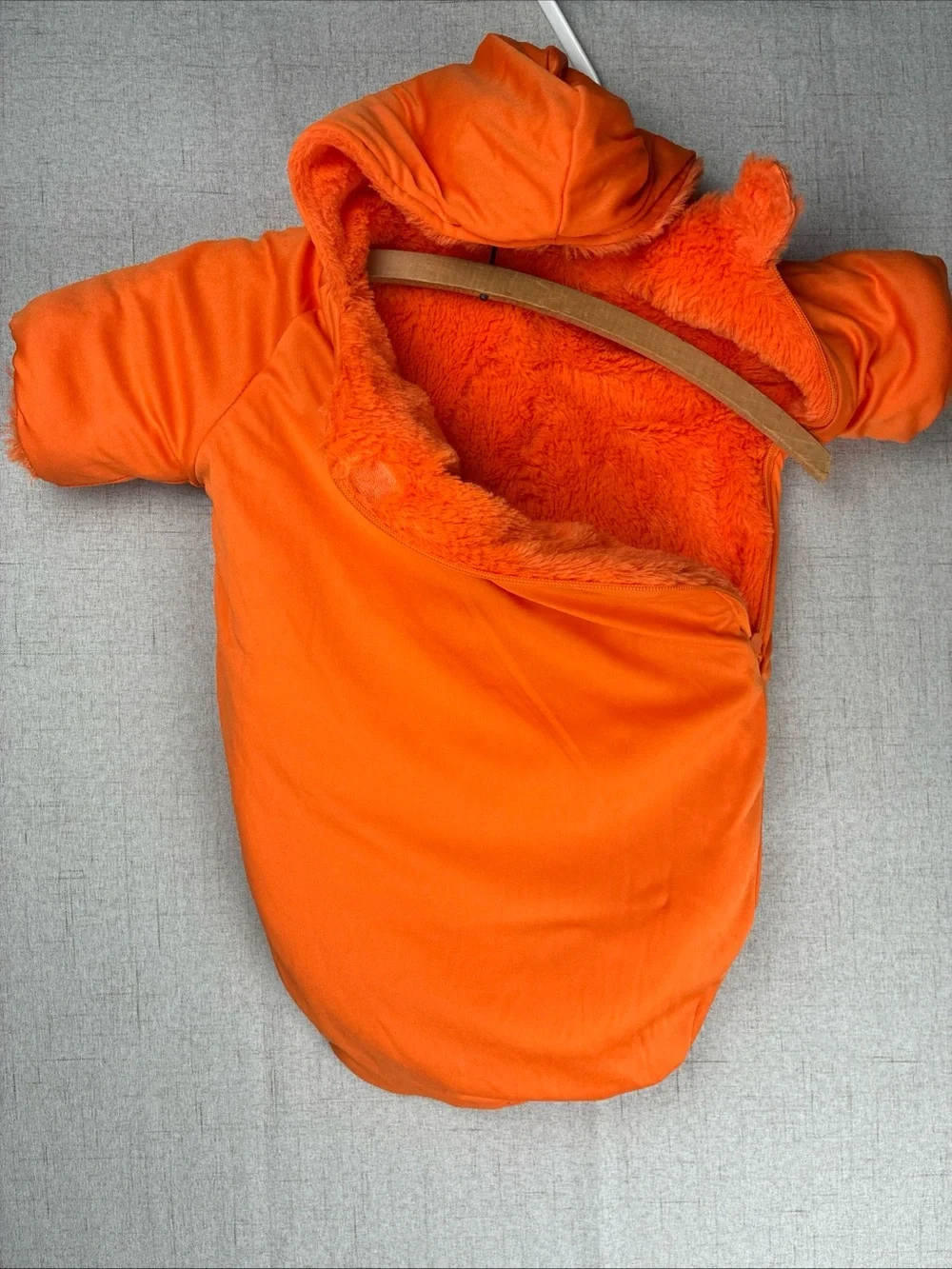 Baby Pumpkin Costume Bunting 0-6M Jack-O’-Lantern Fleece Bag Warm Orange Hoodie